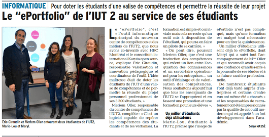 Article du Dauphiné Libéré Isère sur le ePortfolio IUT2 au service de ses étudiants
